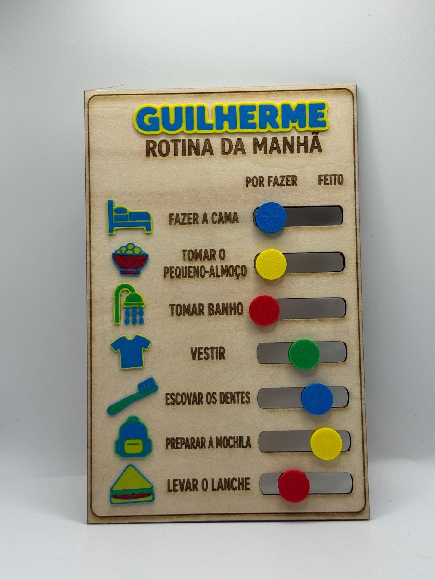 Personalised Kids Morning Routine Board – Engraved Wooden Routine Chart