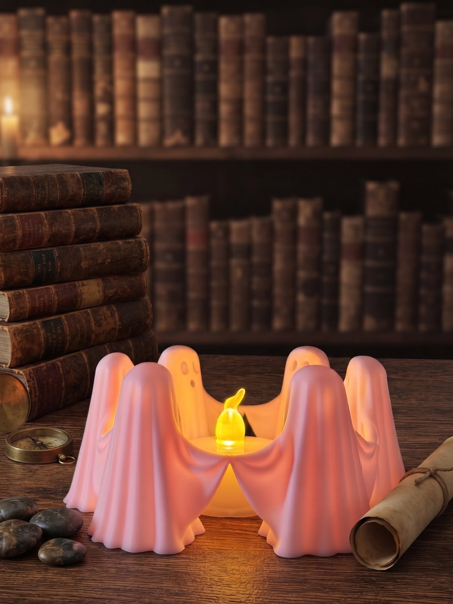 Ghost Circle LED Candle Holder – Halloween Decoration