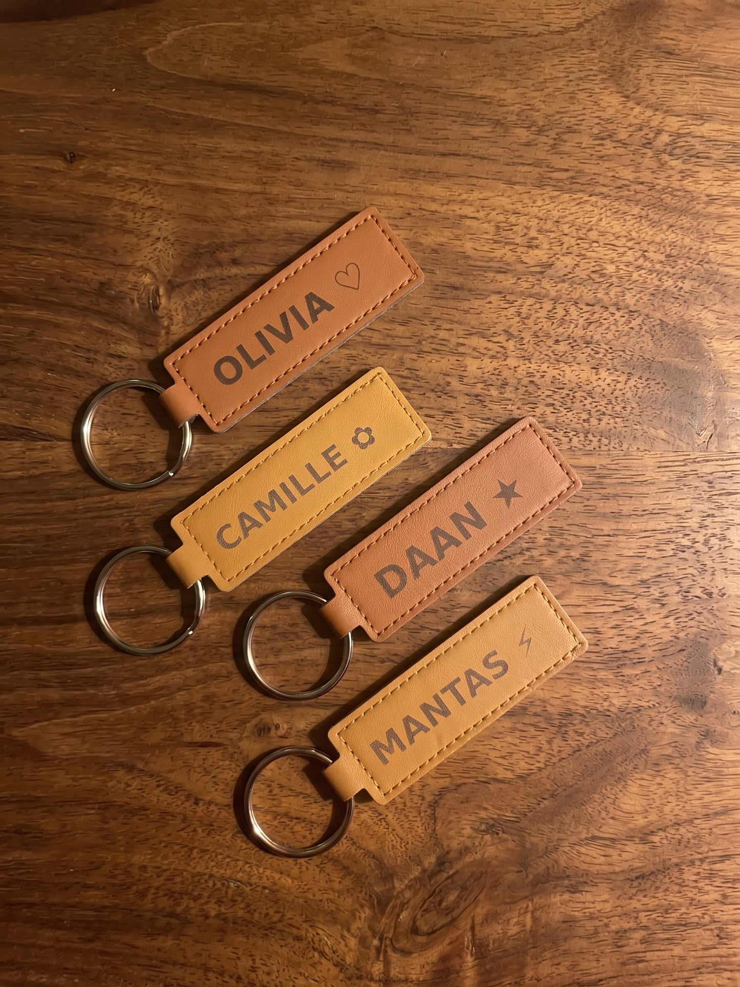 Personalised Faux Leather Keychain – Double-Sided Laser Engraved Name & Message