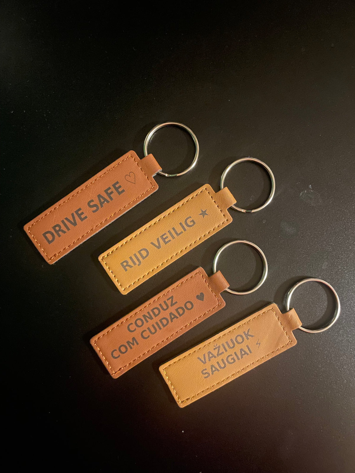 Personalised Faux Leather Keychain – Double-Sided Laser Engraved Name & Message