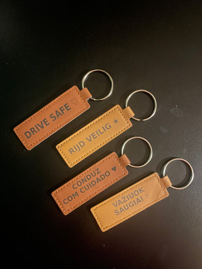 Personalised Faux Leather Keychain – Double-Sided Laser Engraved Name & Message