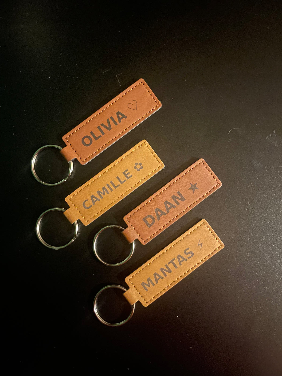 Personalised Faux Leather Keychain – Double-Sided Laser Engraved Name & Message