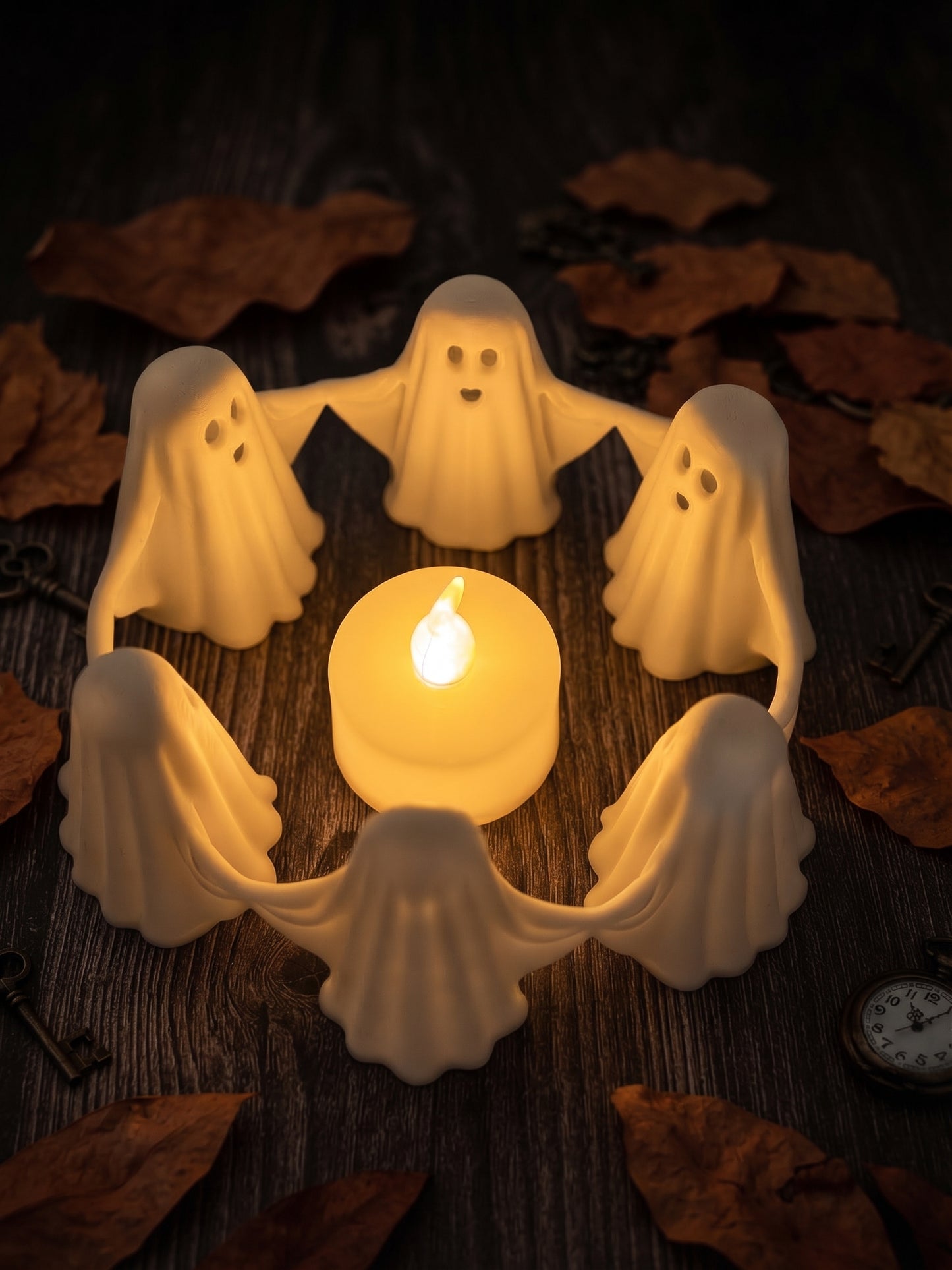 Ghost Circle LED Candle Holder – Halloween Decoration