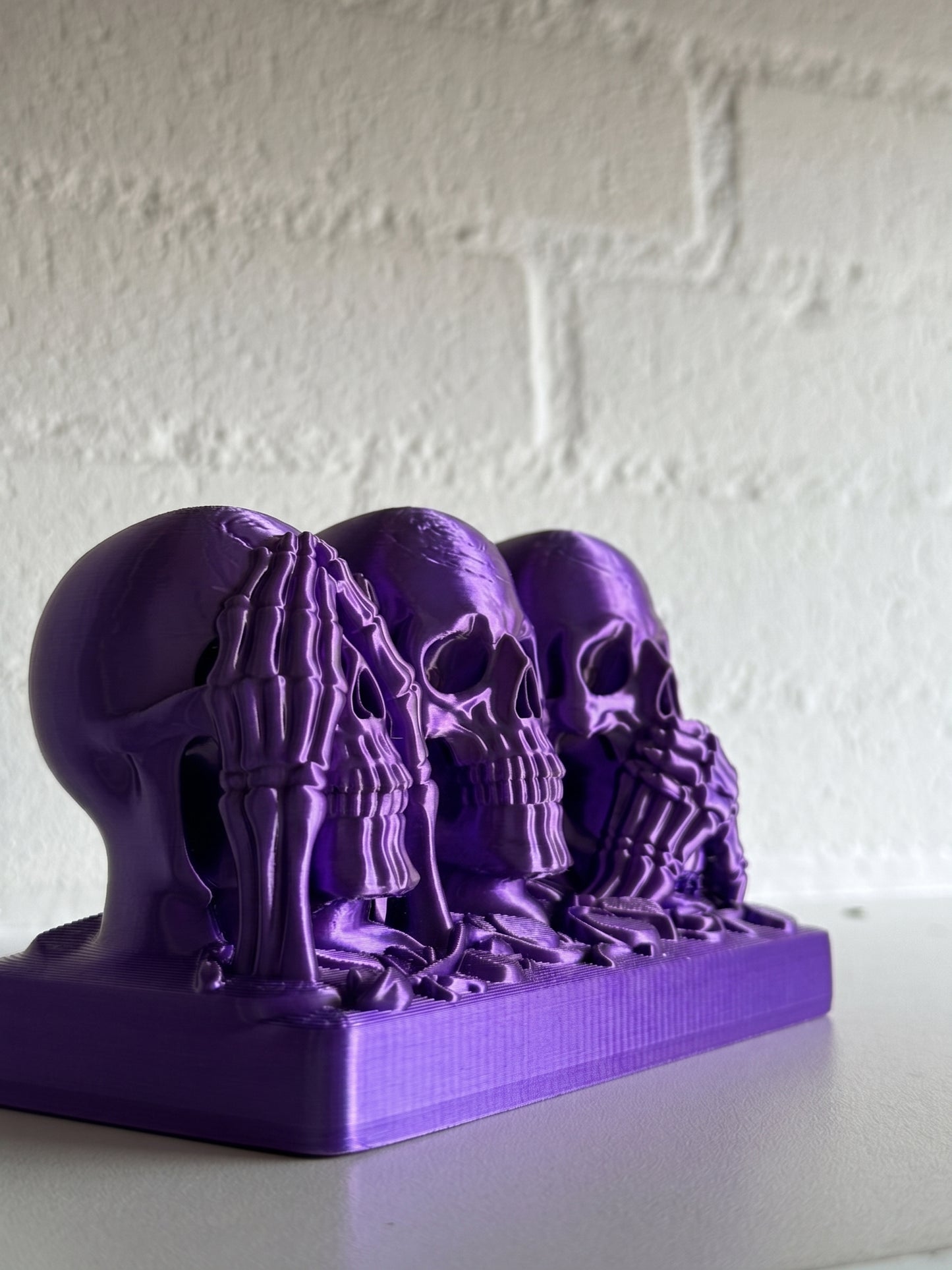 See No Evil, Hear No Evil, Speak No Evil Skull Sculpture