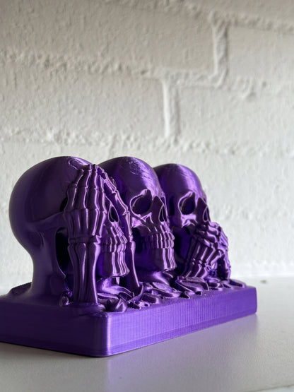 See No Evil, Hear No Evil, Speak No Evil Skull Sculpture