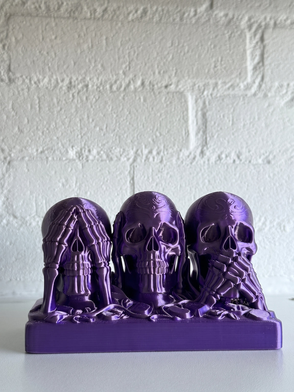See No Evil, Hear No Evil, Speak No Evil Skull Sculpture
