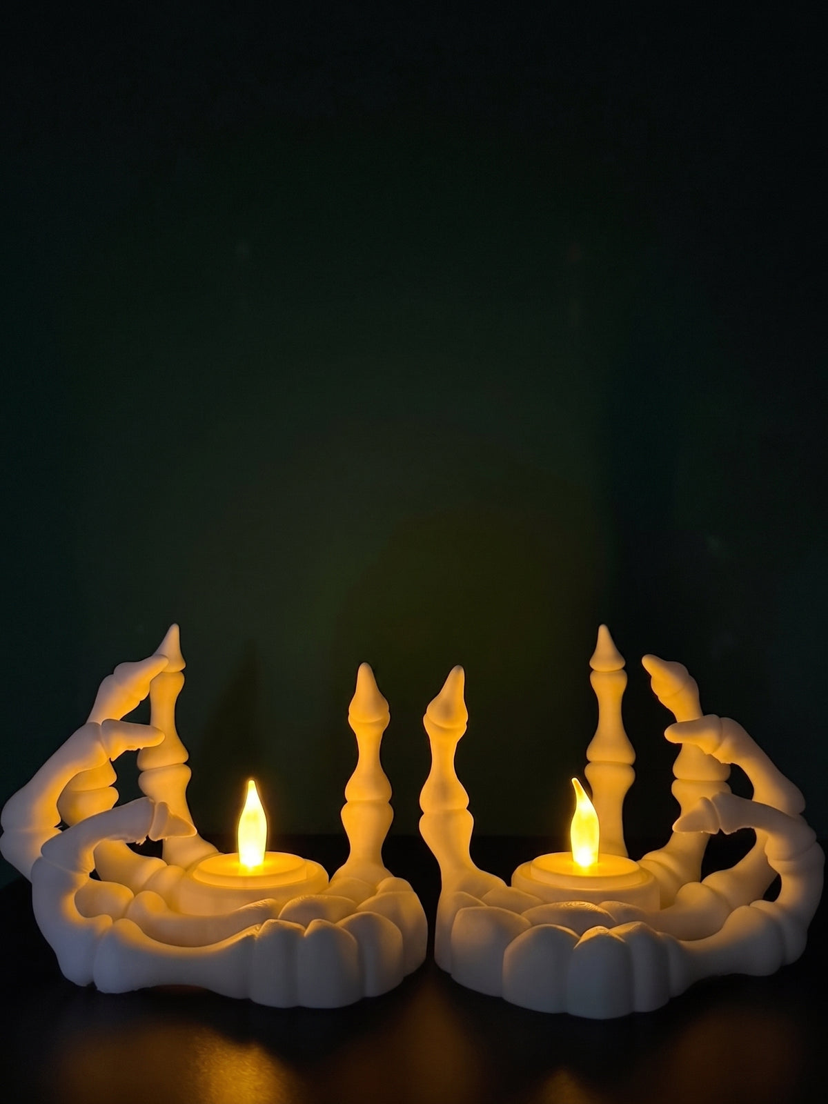 Skeletal Hand LED Candle Holders – Set of 2 Halloween Decorations