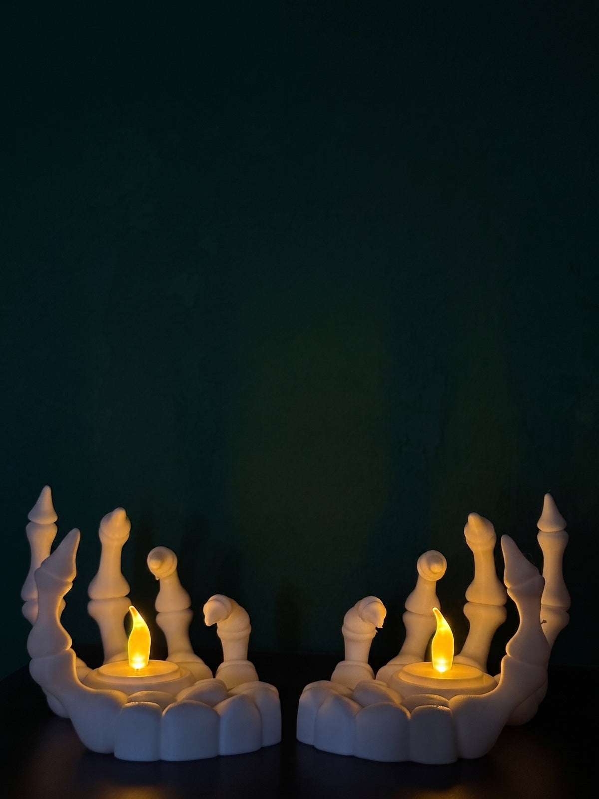 Skeletal Hand LED Candle Holders – Set of 2 Halloween Decorations