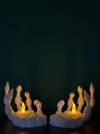 Skeletal Hand LED Candle Holders – Set of 2 Halloween Decorations