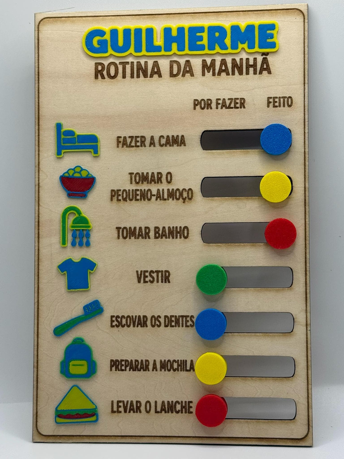 Personalised Kids Morning Routine Board – Engraved Wooden Routine Chart