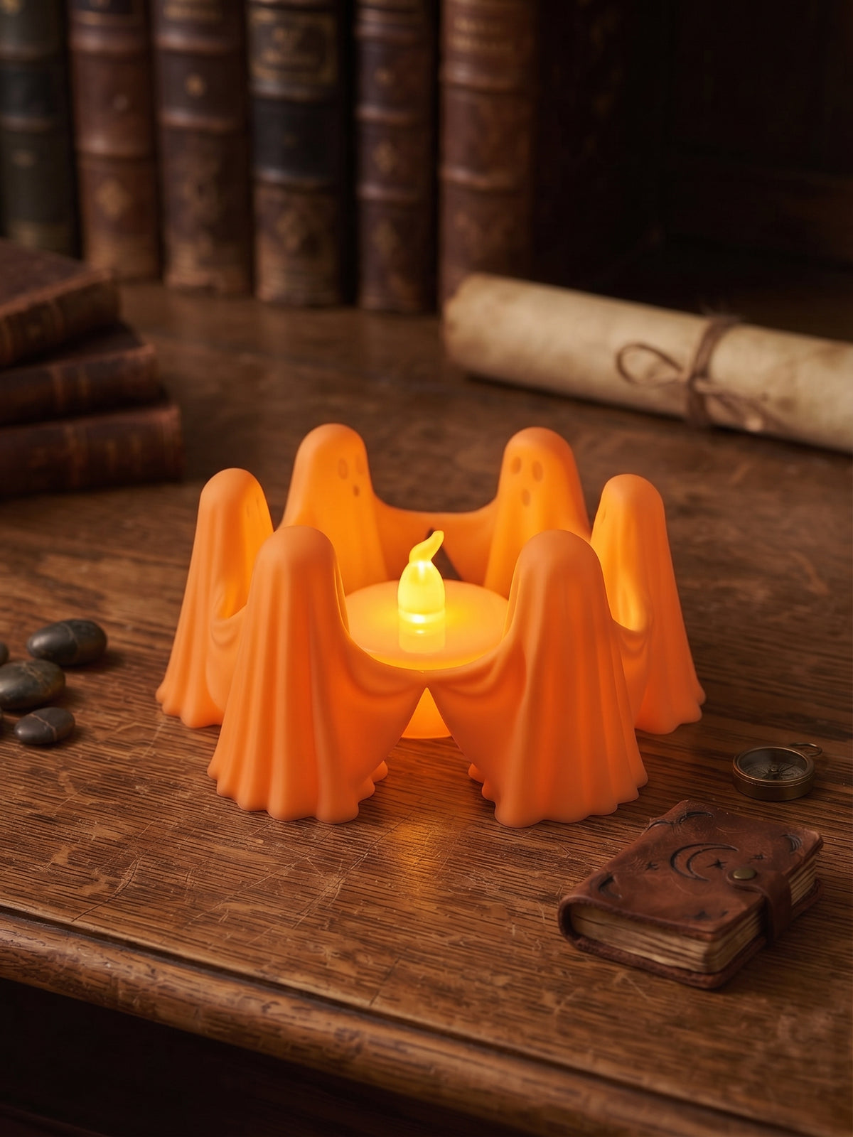 Ghost Circle LED Candle Holder – Halloween Decoration